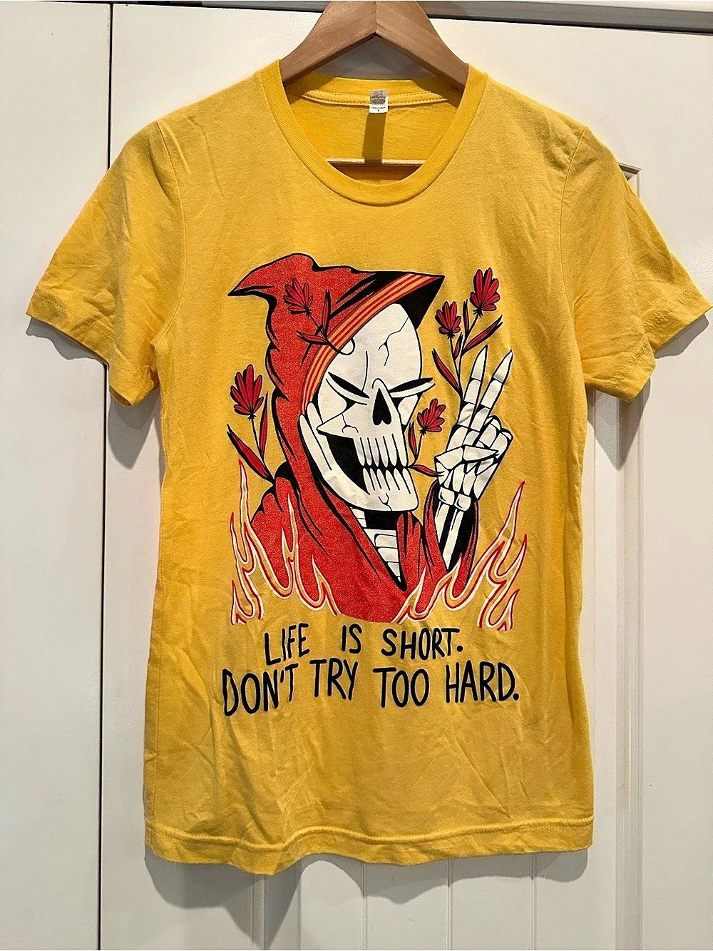 Skeleton Tee “Life is short. Don’t Try Too Hard.”